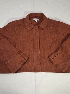 Ryegrass Rust Orange Tweed Cropped Jacket Crop Coat Plus Size 3X